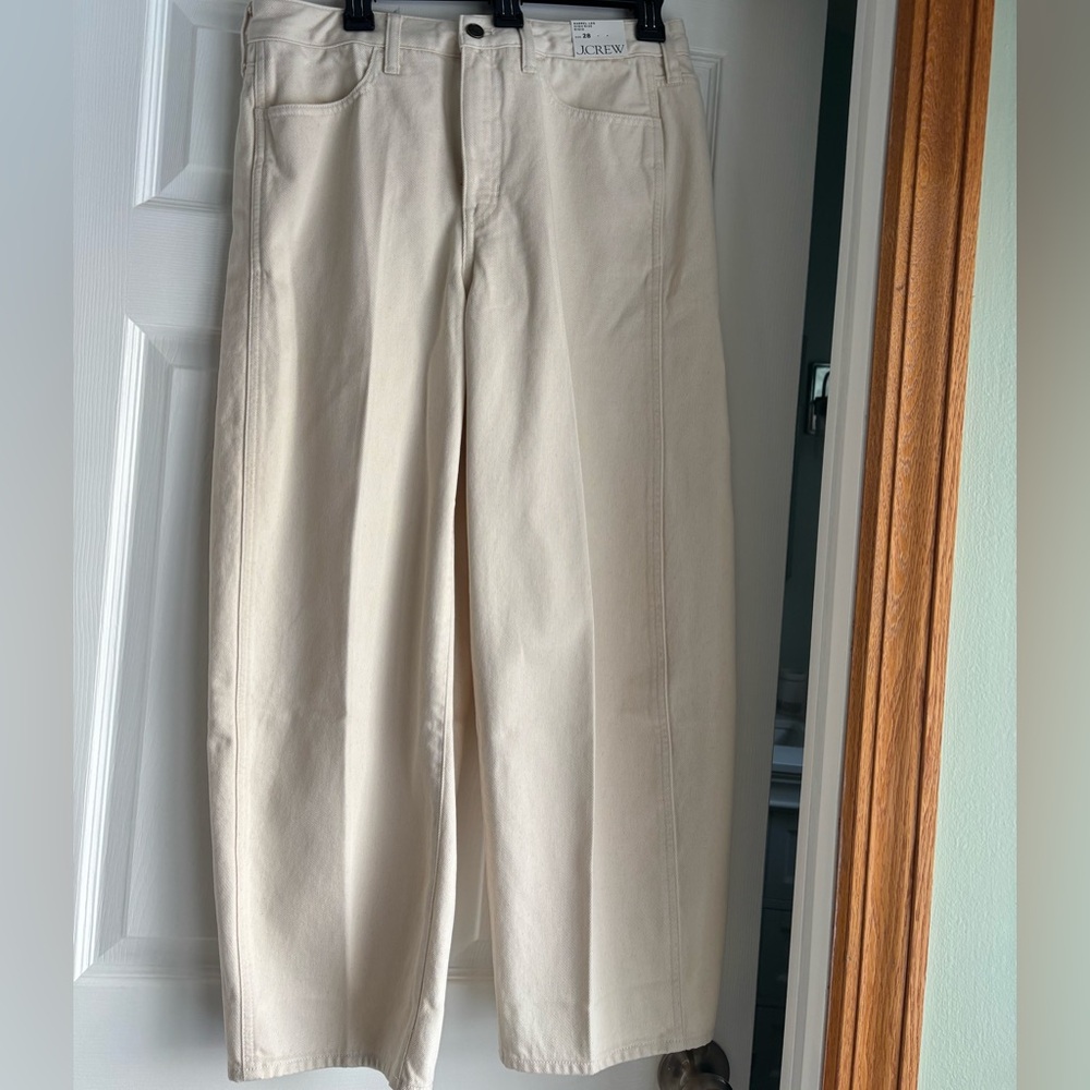 J. Crew Off-White Barrel Leg Jeans - Picture 6 of 11